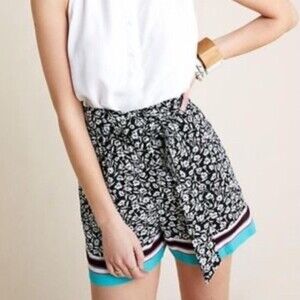 Maeve Black Scarf Printed Shorts S NWOT
